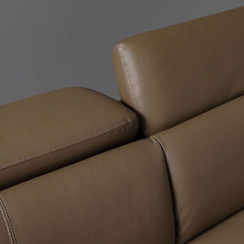 نابولي كنبة من الجلد الصناعي بثلاثة مقاعد– لون القهوة البني