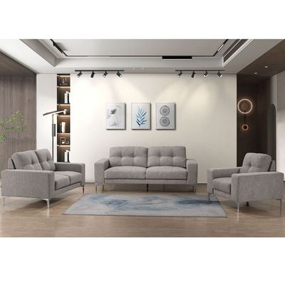 Gilbert Fabric 6-Seater Sofa Set – Grey – With 2-Year Warranty