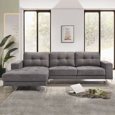 Gilbert 3-Seater Fabric Left Corner Sofa – Grey 