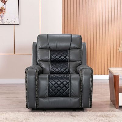 Buy Fremont 3 Seater Air Leather Glider Recliner Dark Grey Black Online Danube Home UAE