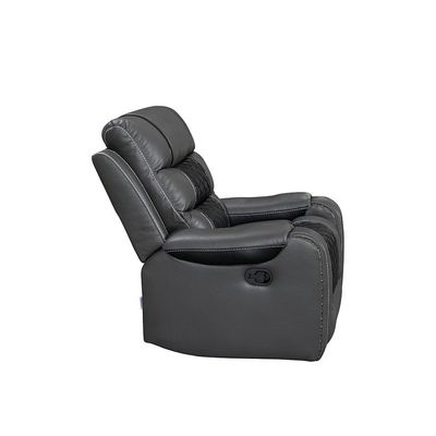 Fremont 1 Seater Air Leather Glider Recliner - Dark Grey / Black