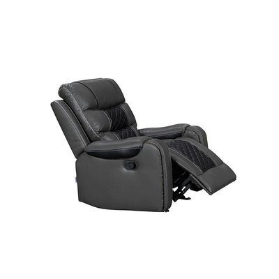 Fremont 1 Seater Air Leather Glider Recliner - Dark Grey / Black