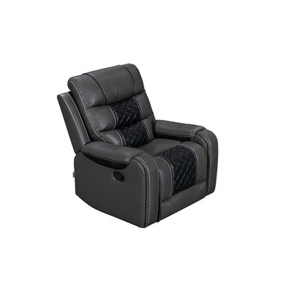 Fremont 1 Seater Air Leather Glider Recliner - Dark Grey / Black