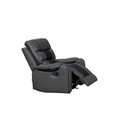 Fremont 1 Seater Air Leather Glider Recliner - Dark Grey / Black