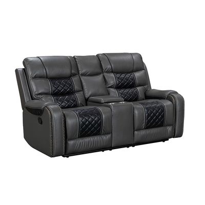 Fremont 2 Seater Air Leather Glider Recliner - Dark Grey / Black