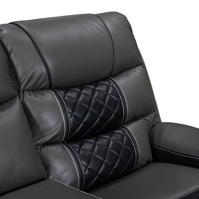 Fremont 2 Seater Air Leather Glider Recliner - Dark Grey / Black