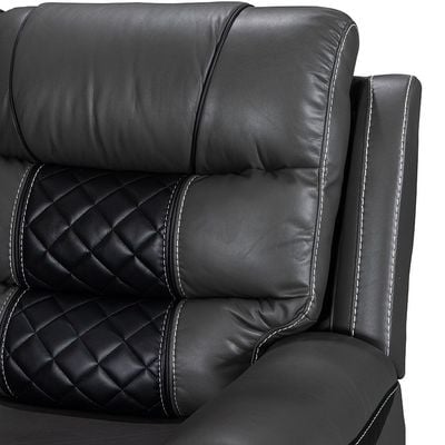 Fremont 3+2+1 Seater Air Leather Glider Recliner Set - Dark Grey / Black