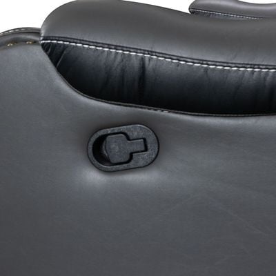 Fremont 3+2+1 Seater Air Leather Glider Recliner Set - Dark Grey / Black