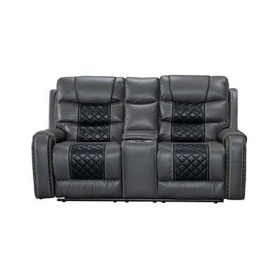 Fremont 3+2+1 Seater Air Leather Glider Recliner Set - Dark Grey / Black