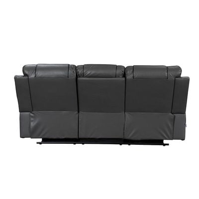 Fremont 3+2+1 Seater Air Leather Glider Recliner Set - Dark Grey / Black