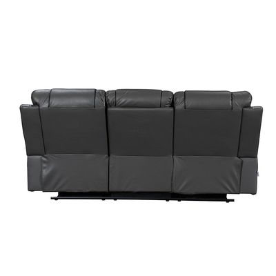 Fremont 3 Seater Air Leather Glider Recliner - Dark Grey / Black