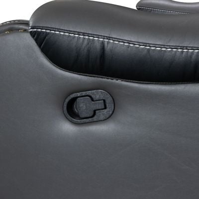 Fremont 3 Seater Air Leather Glider Recliner - Dark Grey / Black