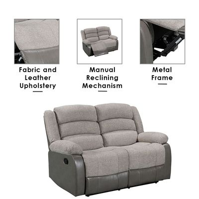 Greensboro 2 Seater Fabric Manual Motion Recliner - Dark Grey