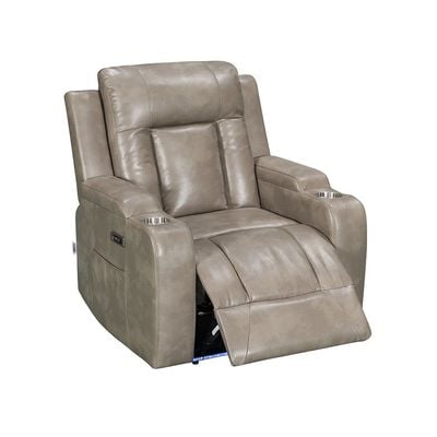 Tacos 1 Seater Faux Leather Power Motion Recliner - Taupe