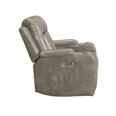 Tacos 1 Seater Faux Leather Power Motion Recliner - Taupe