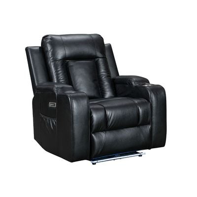 Tacos 1 Seater Faux Leather Power Motion Recliner - Black