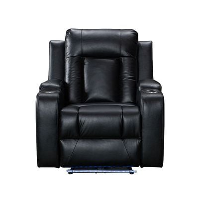 تاكوس كرسي هزاز كهربائي من الجلد الصناعي بمقعد واحد- أسود