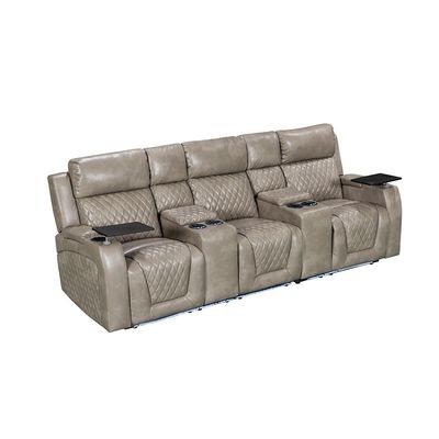 Charlotte 3 Seater Faux Leather Recliner - Taupe