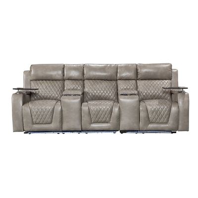 Charlotte 3 Seater Faux Leather Recliner - Taupe