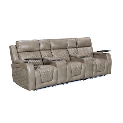 Charlotte 3 Seater Faux Leather Recliner - Taupe