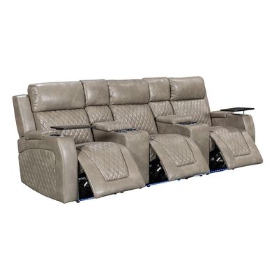 Charlotte 3 Seater Faux Leather Recliner - Taupe