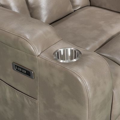 Charlotte 3 Seater Faux Leather Recliner - Taupe