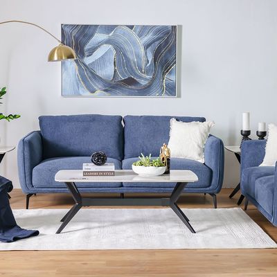 Sofia 5-Seater Fabric Sofa Set - Dark Blue - With 2-Year Warranty