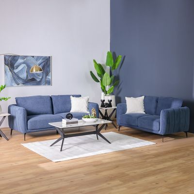 Sofia 5-Seater Fabric Sofa Set - Dark Blue - With 2-Year Warranty