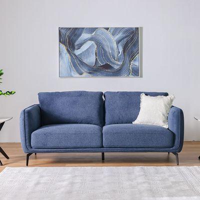 Sofia 5-Seater Fabric Sofa Set - Dark Blue - With 2-Year Warranty