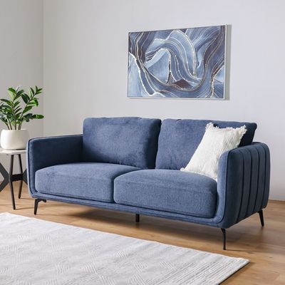 Sofia 5-Seater Fabric Sofa Set - Dark Blue - With 2-Year Warranty