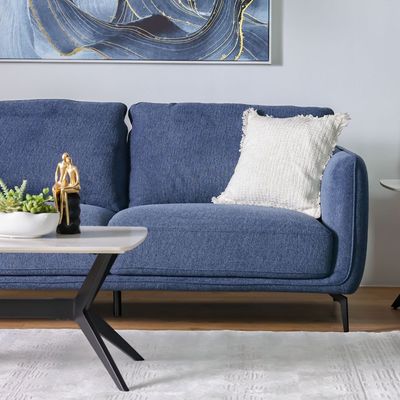 Sofia 5-Seater Fabric Sofa Set - Dark Blue - With 2-Year Warranty