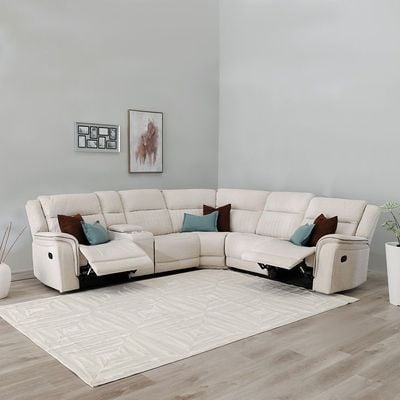 Palmerston 5-Seater Fabric Corner Recliner - Peanut Brown - With 2-Year Warranty