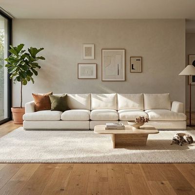 Paddington 5 Seater Fabric Modular Sofa Set- Ivory