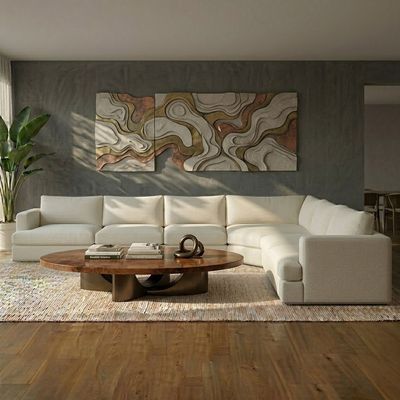 Paddington 6 Seater Fabric Modular Sofa Set- Ivory