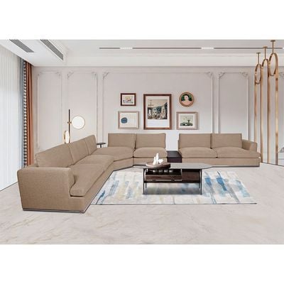 Paddington 2-Seater Corner Wedge Fabric Modular Sofa – Mélange Brown