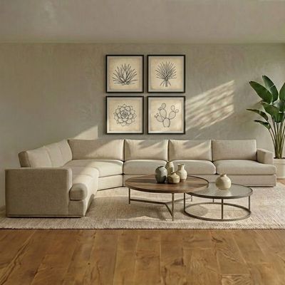 Paddington 6 Seater Fabric Modular Sofa Set- Brown