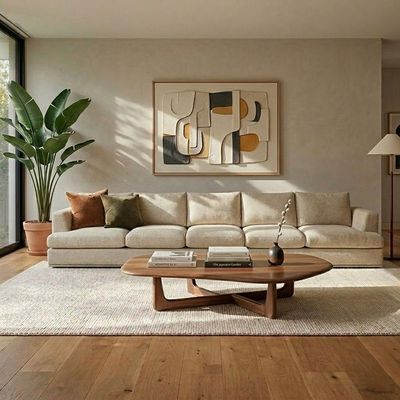 Paddington 5 Seater Fabric Modular Sofa Set- Brown