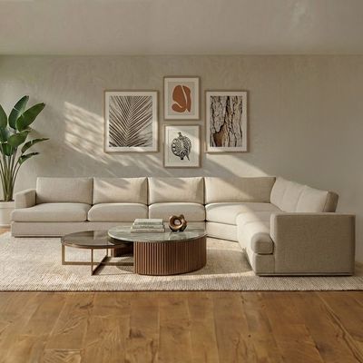 Paddington 6 Seater Fabric Modular Sofa Set- Brown