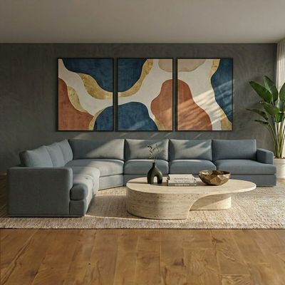 Paddington 6 Seater Fabric Modular Sofa Set- Teal Green