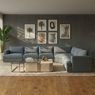Paddington 6 Seater Fabric Modular Sofa Set- Teal Green