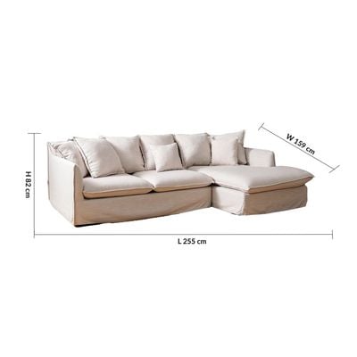 Hobart 4-Seater Fabric Left Chaise Corner Sofa – Beige – With 2-Year Warranty