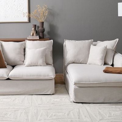 Hobart 4-Seater Fabric Left Chaise Corner Sofa – Beige – With 2-Year Warranty