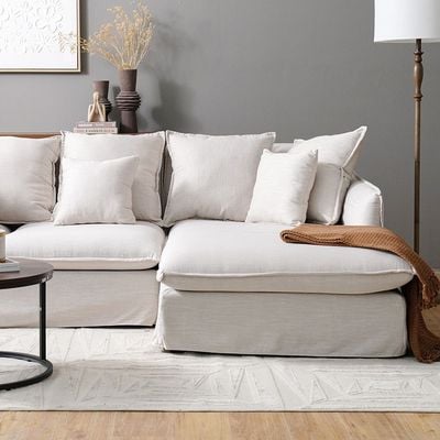 Hobart 4-Seater Fabric Left Chaise Corner Sofa – Beige – With 2-Year Warranty