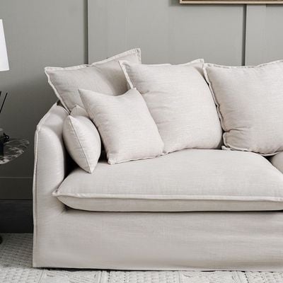 Hobart 3-Seater Fabric Sofa – Beige – With 2-Year Warranty