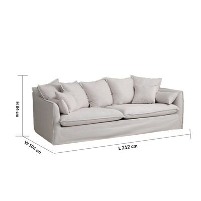 Hobart 3-Seater Fabric Sofa – Beige – With 2-Year Warranty