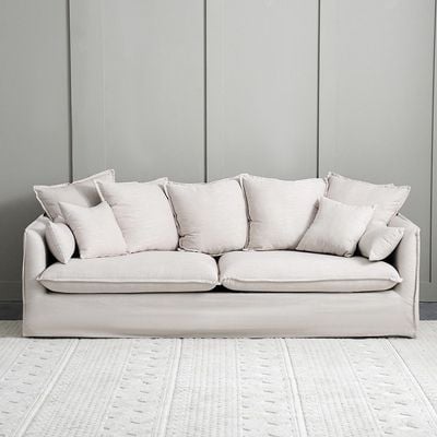 Hobart 3-Seater Fabric Sofa – Beige – With 2-Year Warranty