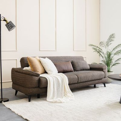 Foxton 3-Seater Fabric Sofa Bed - Choco Brown - With 2-Year Warranty