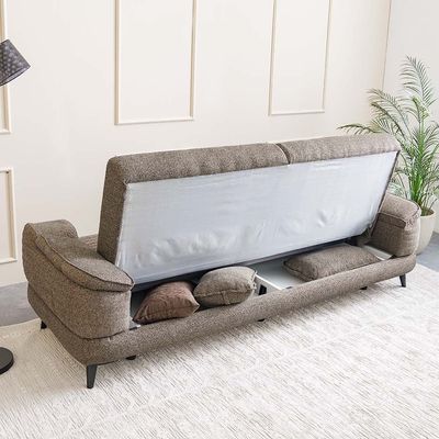 Foxton 3-Seater Fabric Sofa Bed - Choco Brown - With 2-Year Warranty