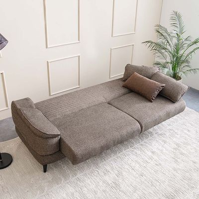 Foxton 3-Seater Fabric Sofa Bed - Choco Brown - With 2-Year Warranty