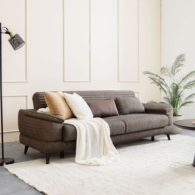 فوكستون -أريكة سرير قماش 3 مقاعد - بني داكن - مع ضمان لمدة عامين